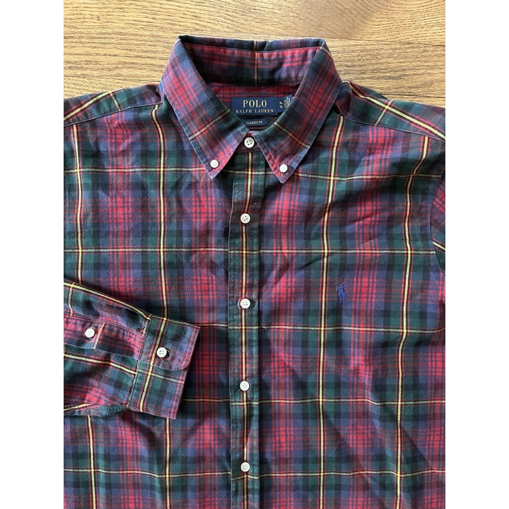 Polo Ralph Lauren Men's Classic Fit Plaid Oxford Shirt Red Green XL